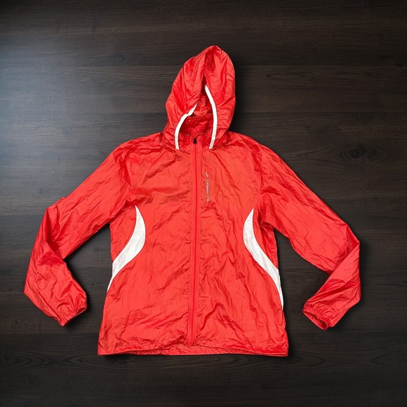 Brooks Jackets & Blazers - Brooks Shelter Red Hooded Running 220217 Windbreaker Jacket Womens Packable Sz S